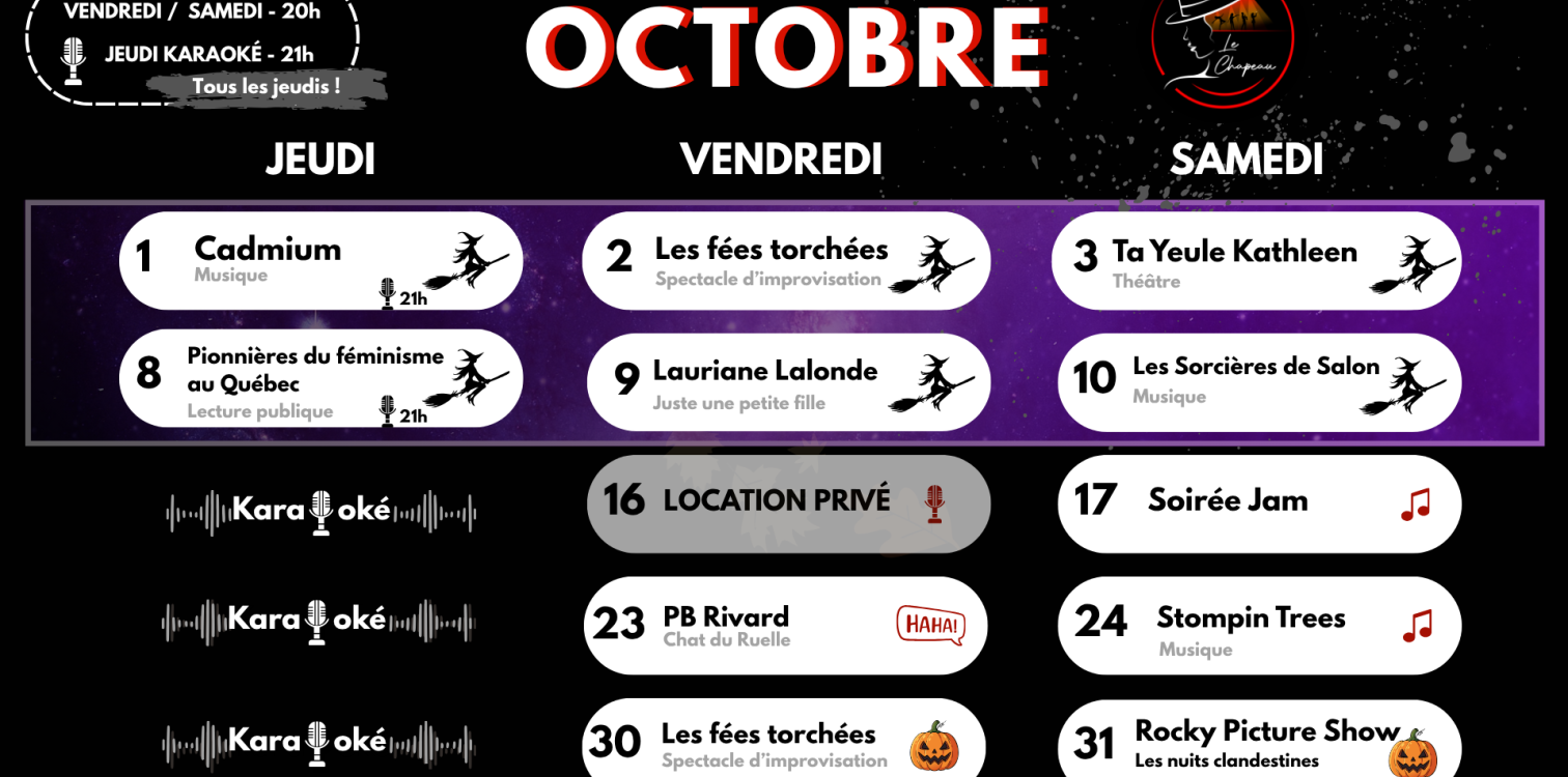 Calendrier officiel 11x17 octobre